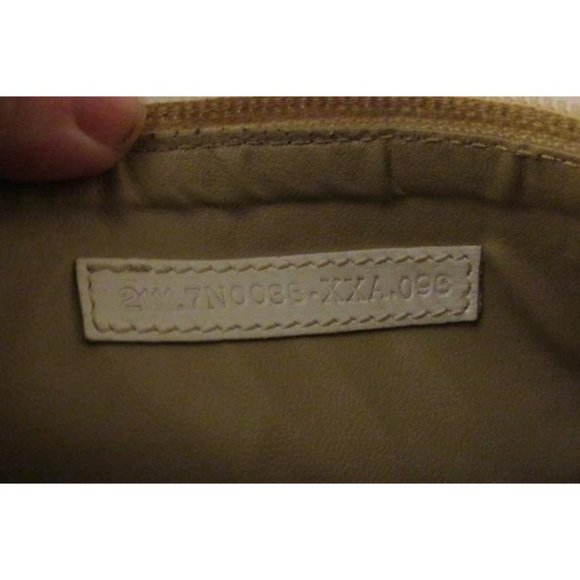 Fendi White F Embossed Print Zucchino Cosmetic Bag - Picture 11 of 12